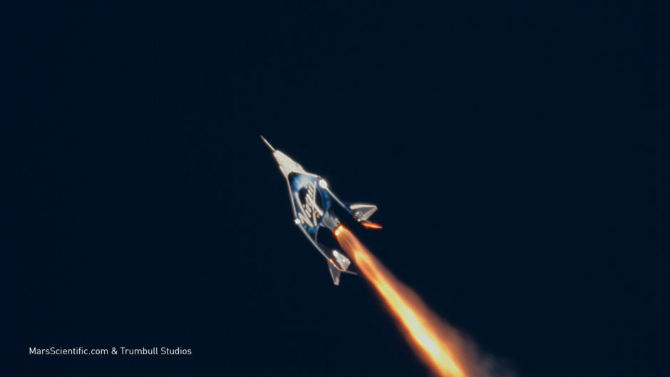 The test flight of SpaceShipTwo, VSS Unity, which took off in the early morning sunshine at the Mojave test centre in California.