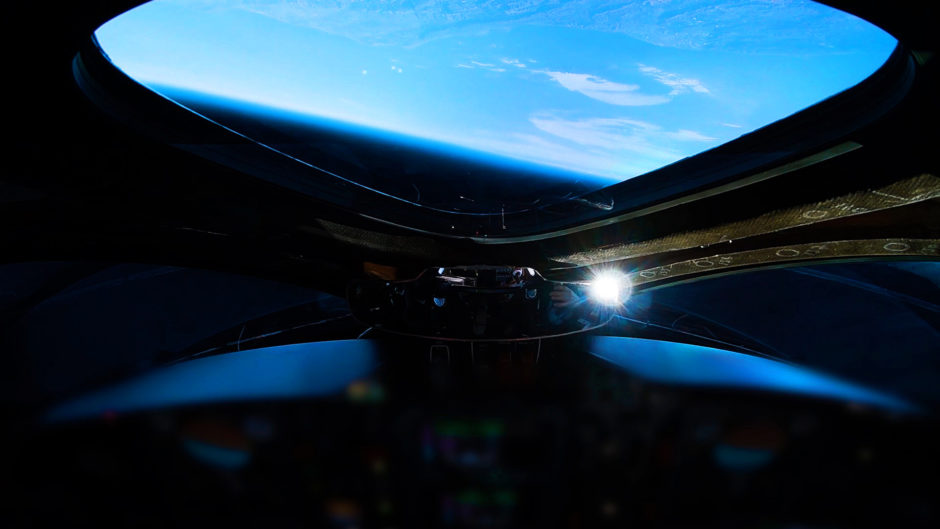 The view from the cockpit during the successful Virgin Galactic test flight.