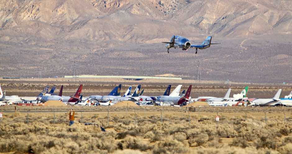 Virgin Galactic lands after the spaceship climbed more than 50 miles high above California's Mojave Desert.