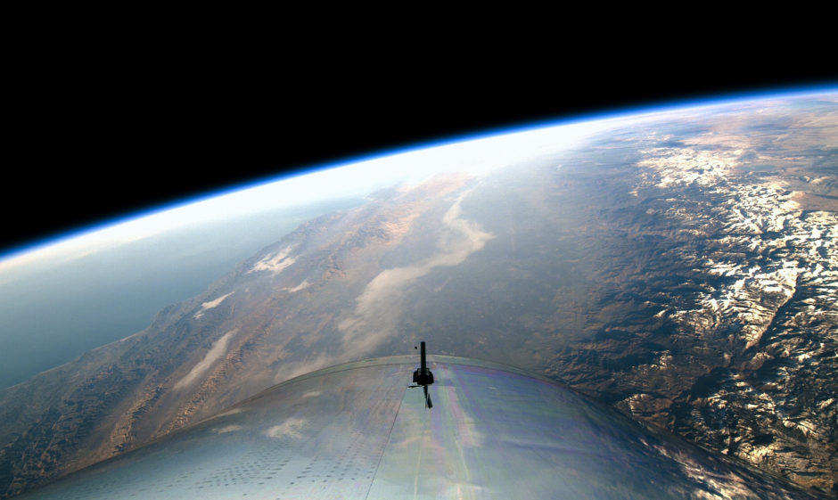 The view from the cockpit during the successful Virgin Galactic test flight of SpaceShipTwo, VSS Unity.