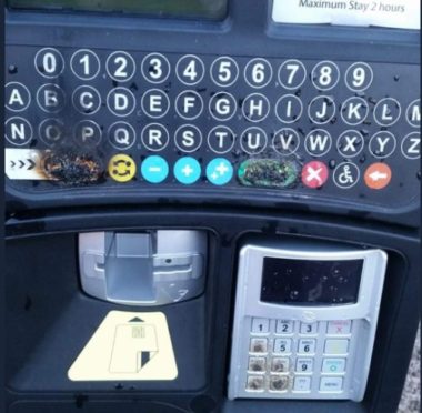 Parking meters in Brechin were previously damaged by fire