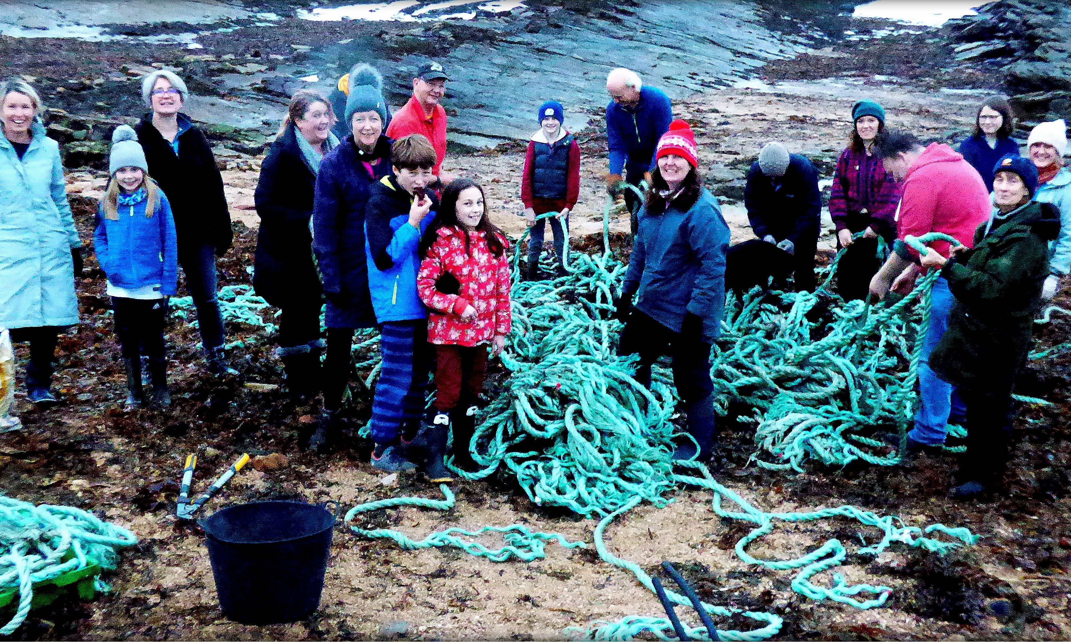 Volunteers filled a skip with litter and fishing debris from the beach near Crail