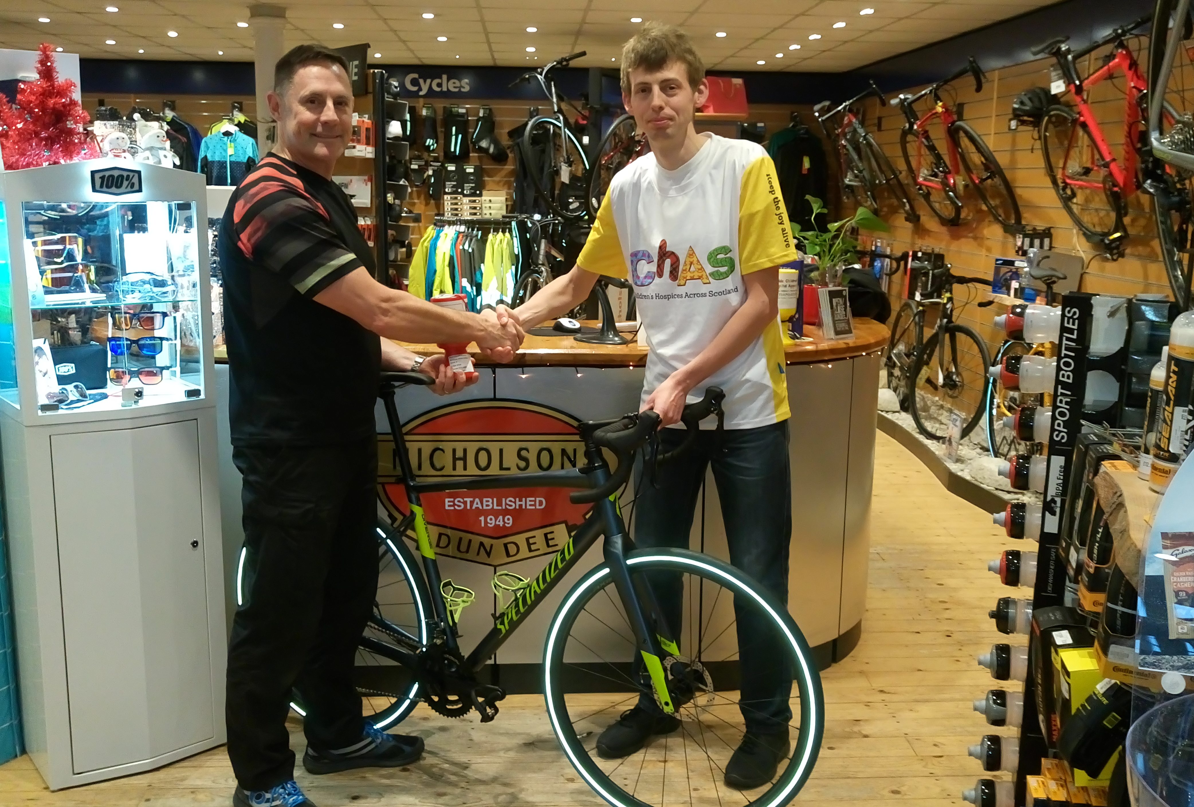 Colin Murray of Nicholson’s Cycles with Ross Duncan
