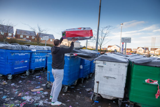 The Recycling point at Tesco, Duloch Park, where locals complained about fly tipping over the Christmas period.