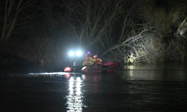 The search of the River Tay on Wednesday evening.