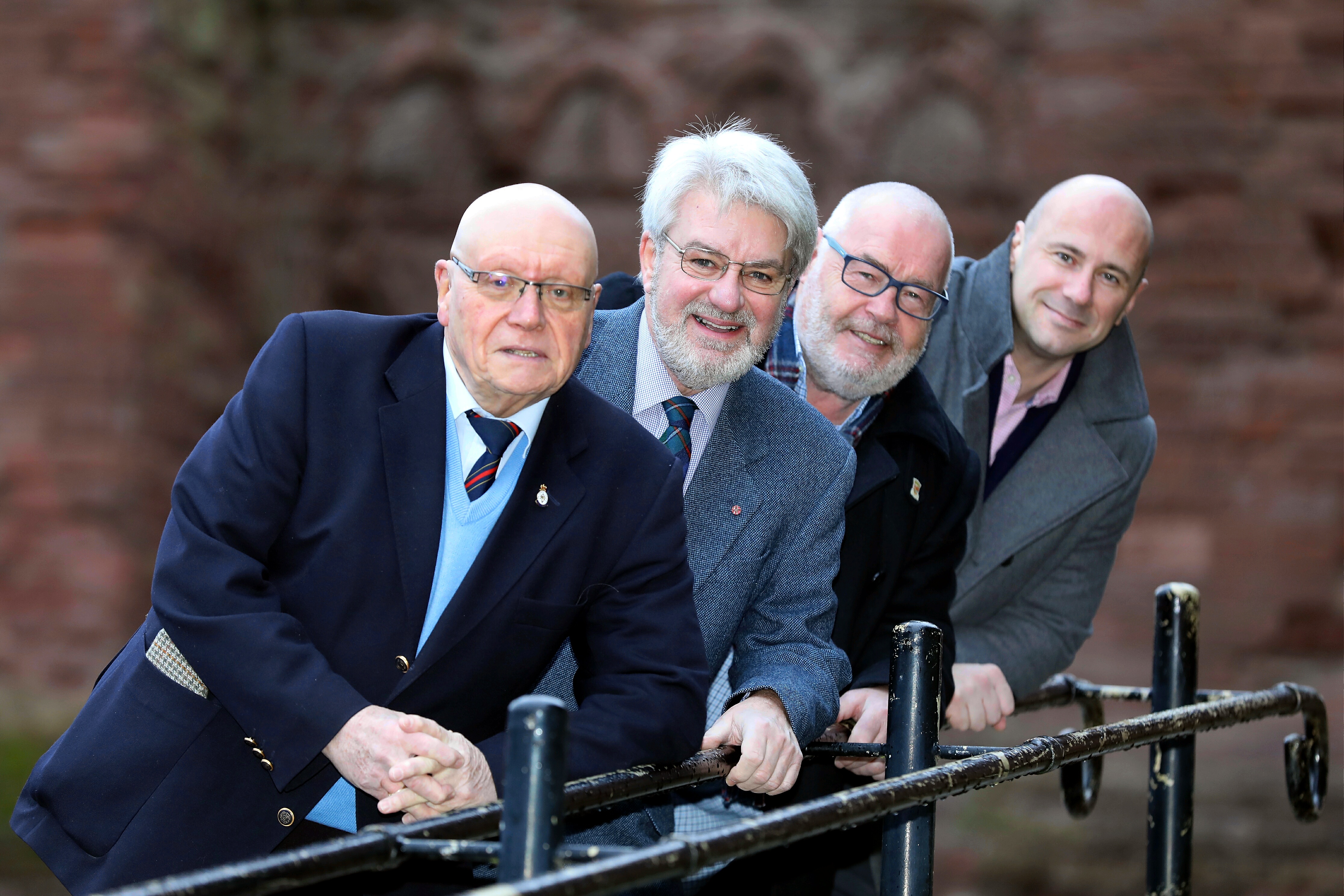 Geoff Bray (Arbroath 2020 committee), Lord Leiutenant Norman Atkinson, David Fairweather (council leader) and Derek Wann (local councillor)  at the abbey.