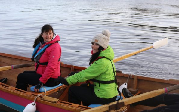 Gayle out coastal rowing on the Tay with Wormit Boating Club. Here, she poses up for pictures with Evelyn Hardie.