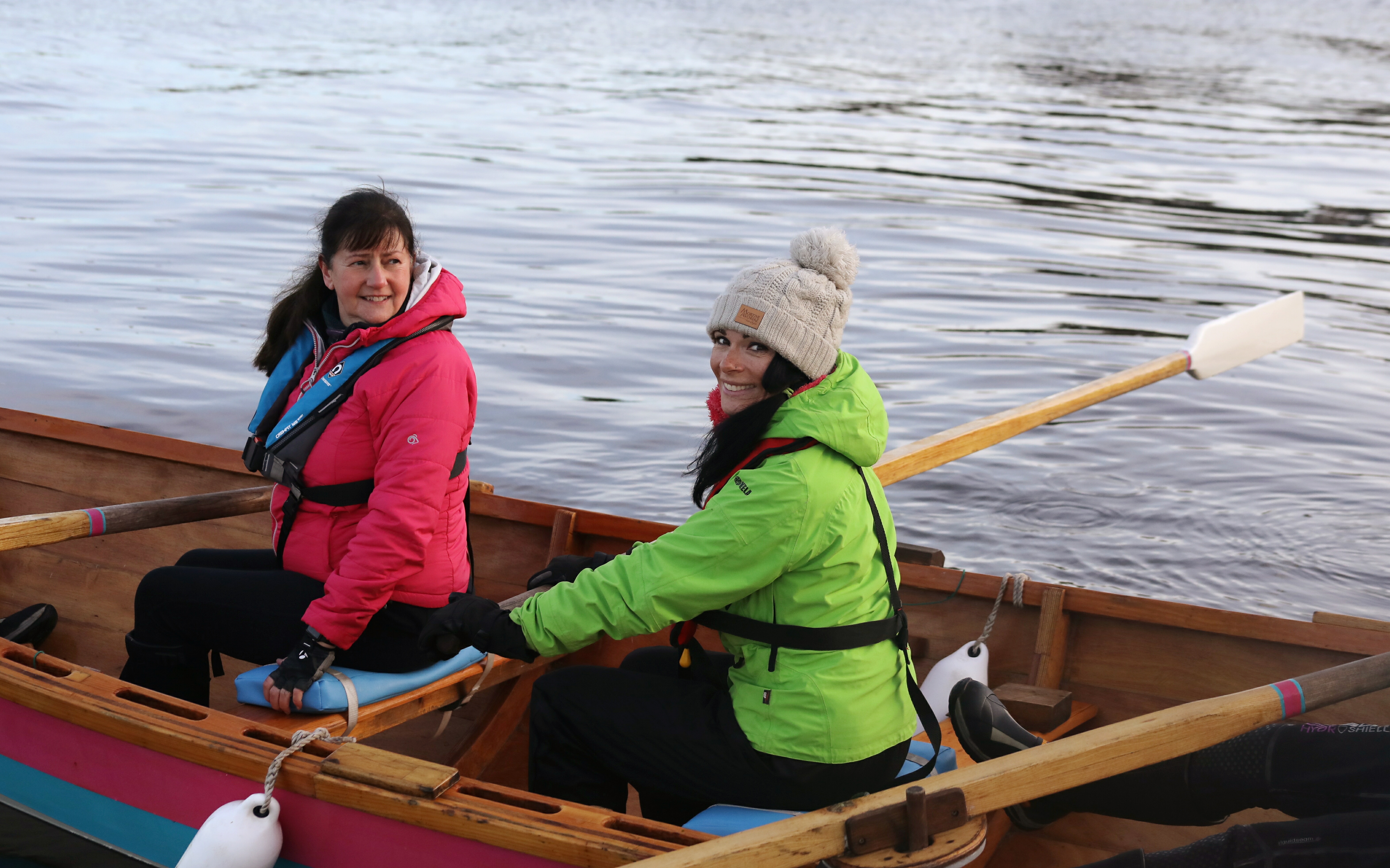 Gayle out coastal rowing on the Tay with Wormit Boating Club. Here, she poses up for pictures with Evelyn Hardie.