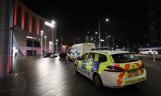 Police outside Dundee Rail Station on Friday night.