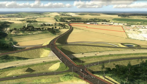 A graphic of the earmarked Inveralmond site, looking north