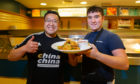 Pete Chan with employee Ciaran Sinclair.