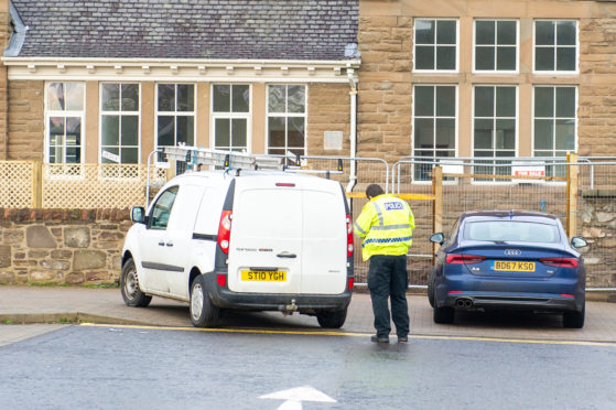 Police near Invergowrie Primary School.