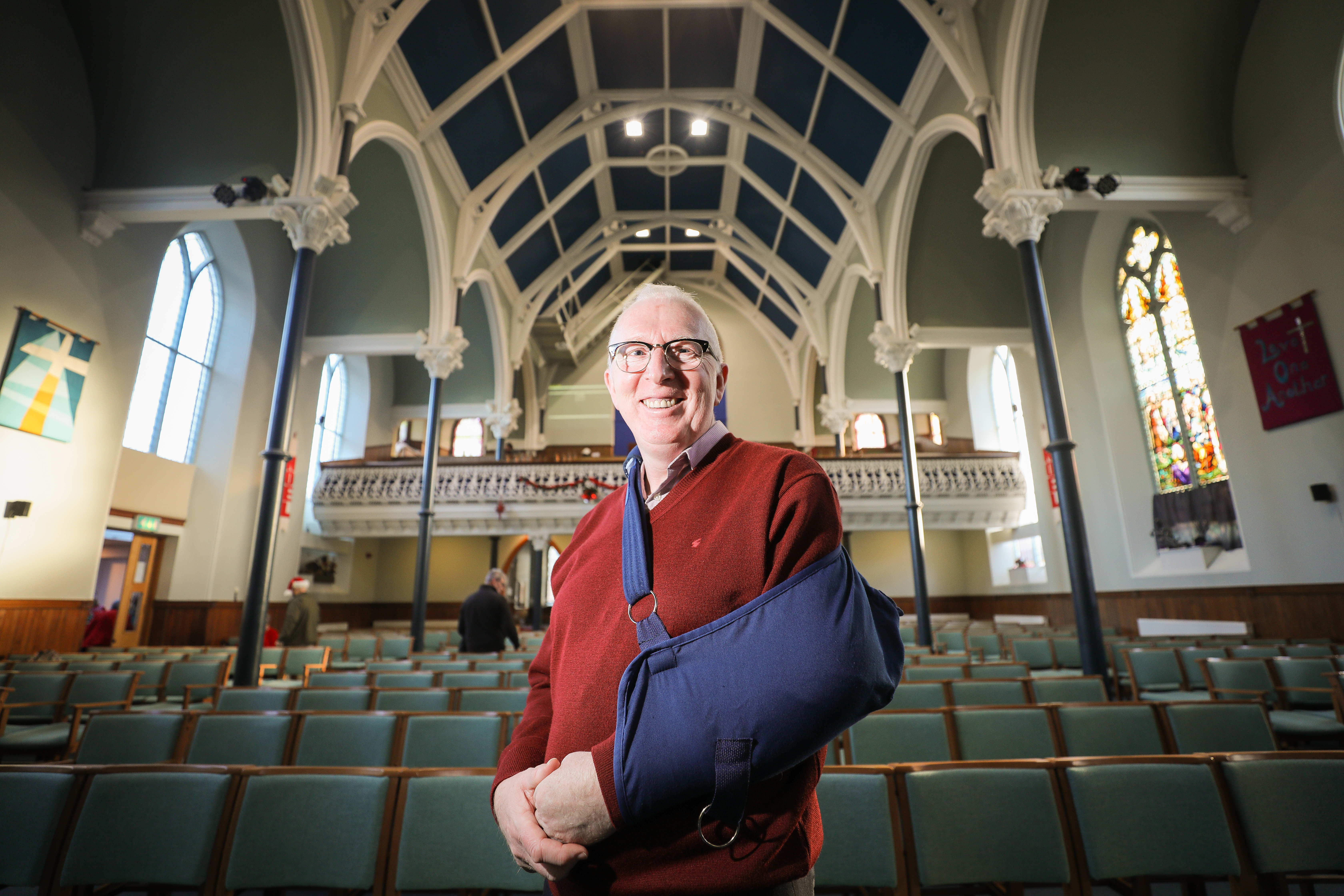 Rev Martin Fair back in action after almost losing his arm in a freak accident.