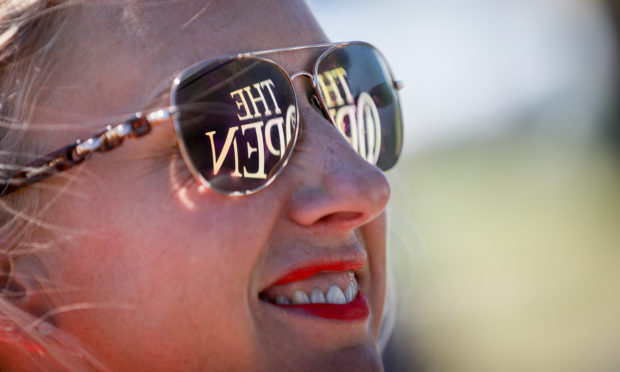 A golf fan in Carnoustie ahead of The Open starting in 2018