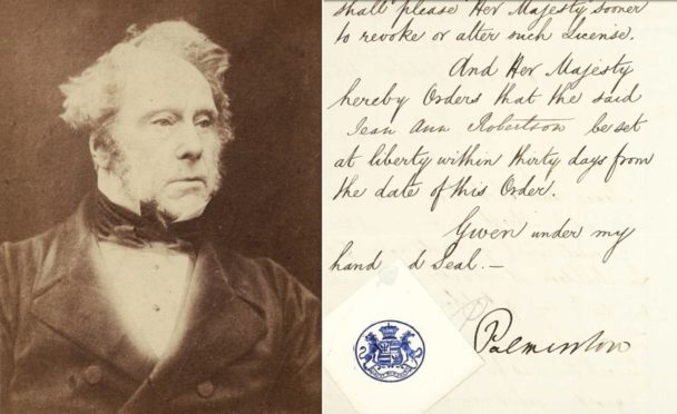 Lord Palmerston, who penned Jean Ann Robertson’s parole licence in 1854.
