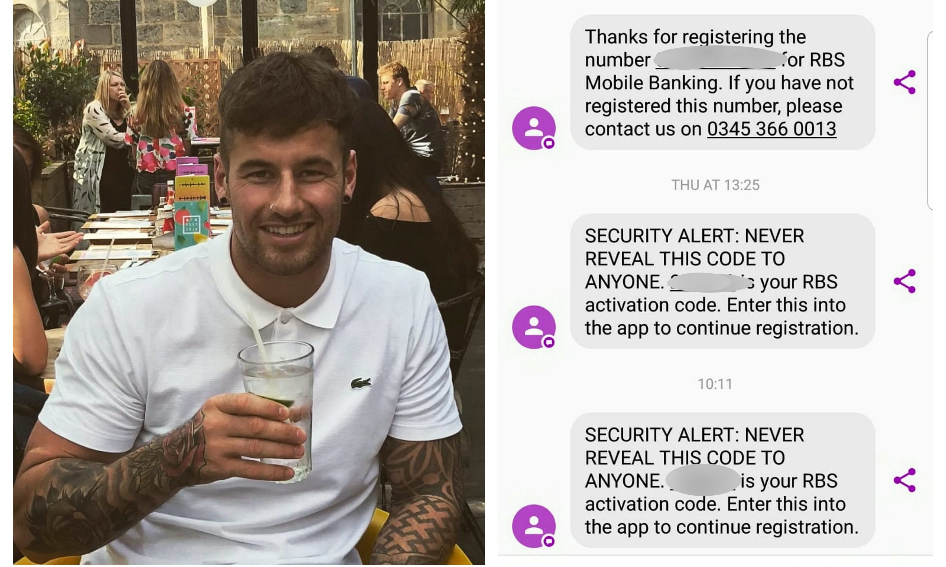 Rhys Tapley was ripped off after a scammer mirrored the Royal Bank of Scotland’s general inquiries line.