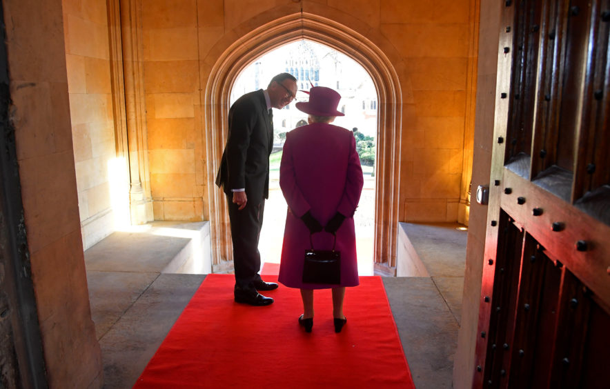 Queen Elizabeth II, visits The Honourable Society of Lincoln's Inn in London to officially open its new teaching facility, the Ashworth Centre and relaunch its recently renovated Great Hall.
