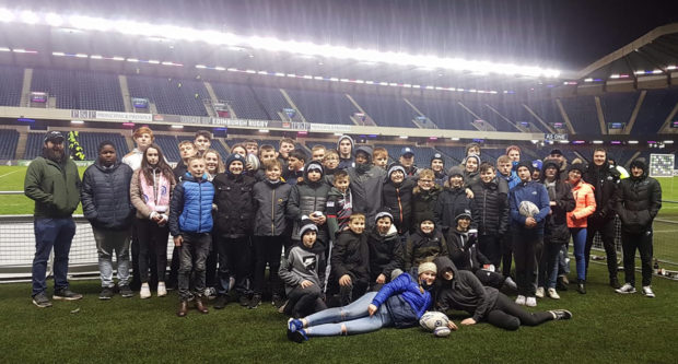 Rugby Academy members at Murrayfield for the Edinburgh v Newcastle Falcons game.