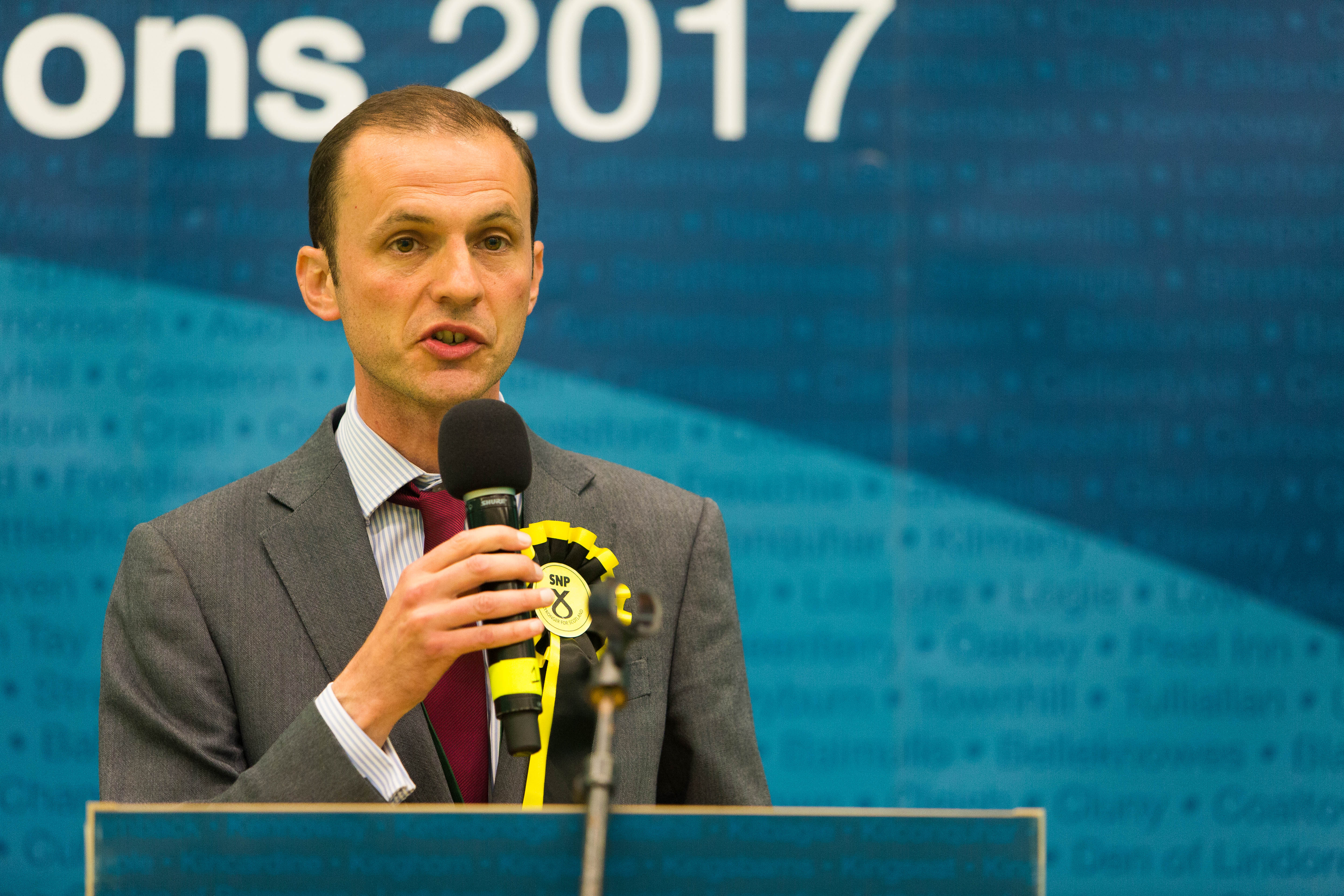 Stephen Gethins MP at the 2017 general election count.