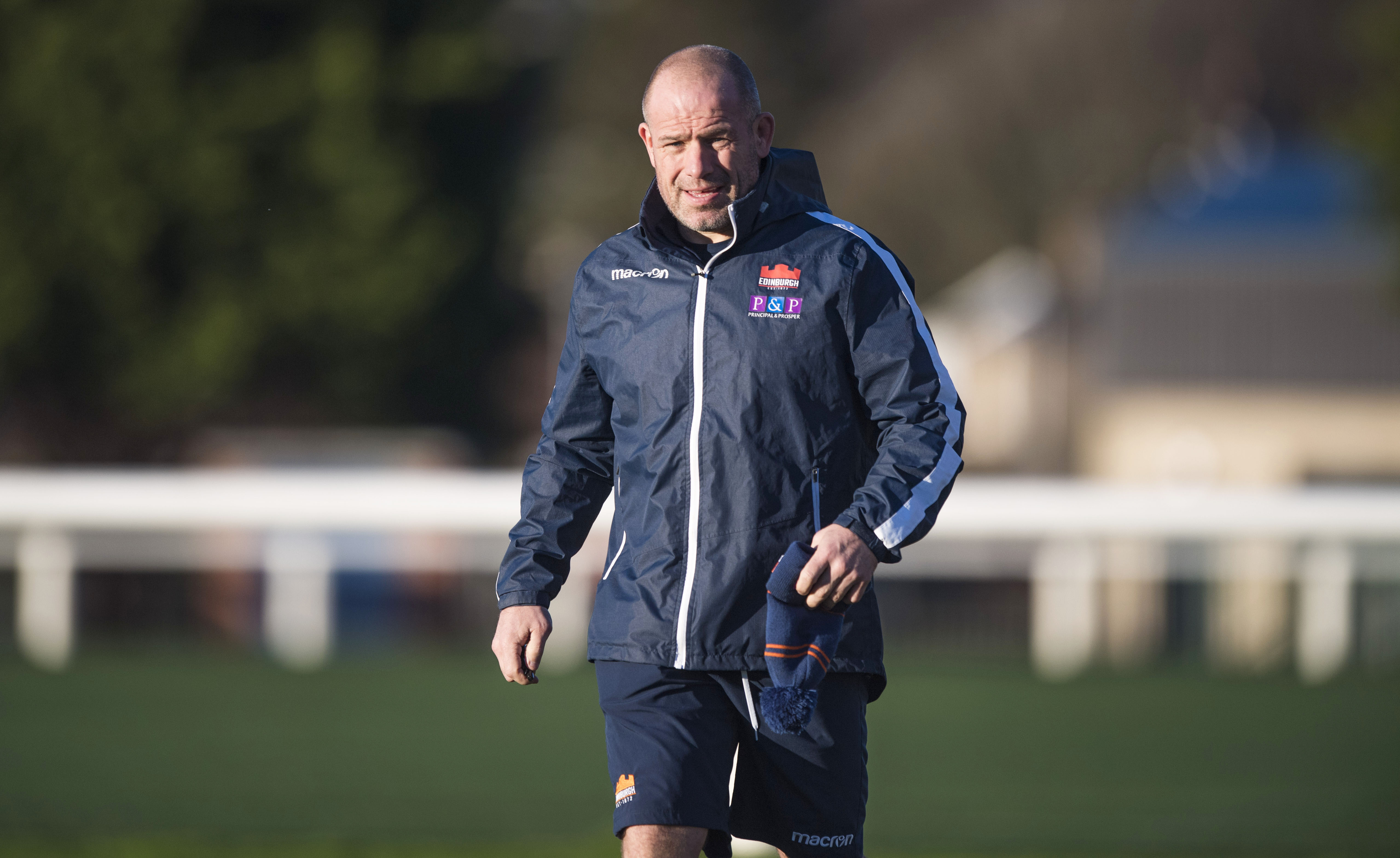 Edinburgh head coach Richard Cockerill leads training at Murrayfield on Monday.