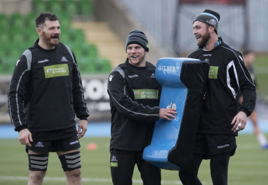 Tim Swinson (left) and Chris Fusaro (centre) are in Glasgow's 23 for Lyon, but not captain Ryan Wilson.