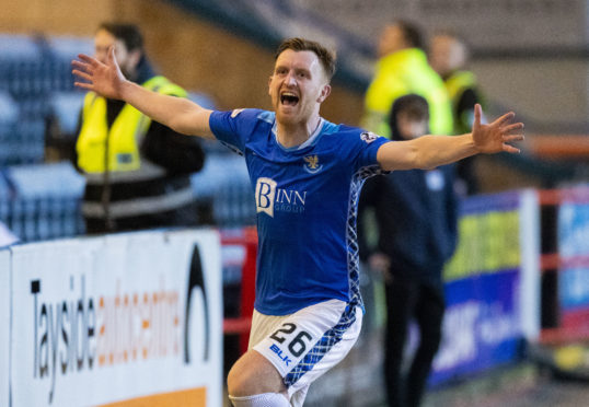 Liam Craig celebrates after making it 2-0 to Saints.