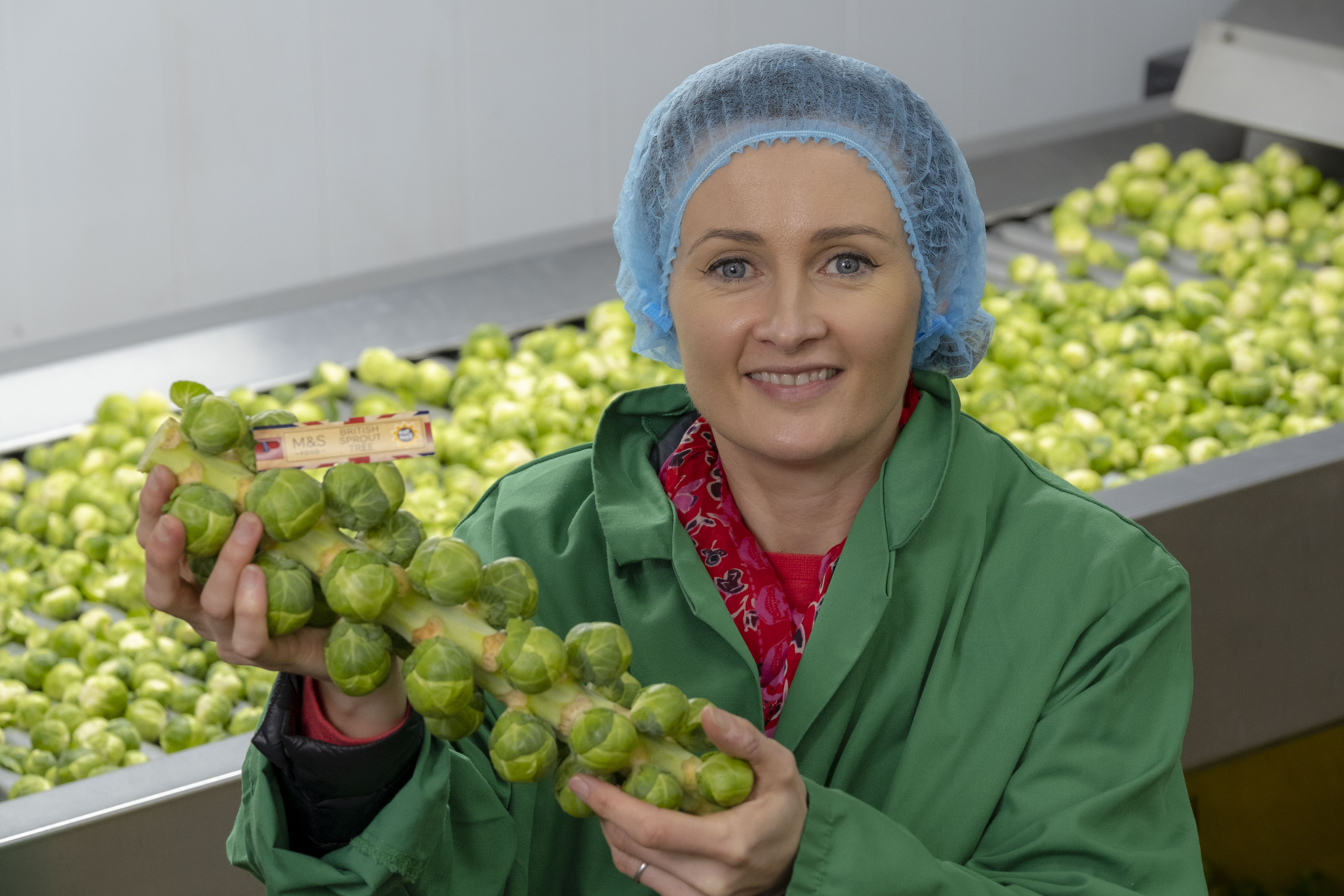 Peter Stirling's wife, Wendy, with some of the sprouts heading to M & S.