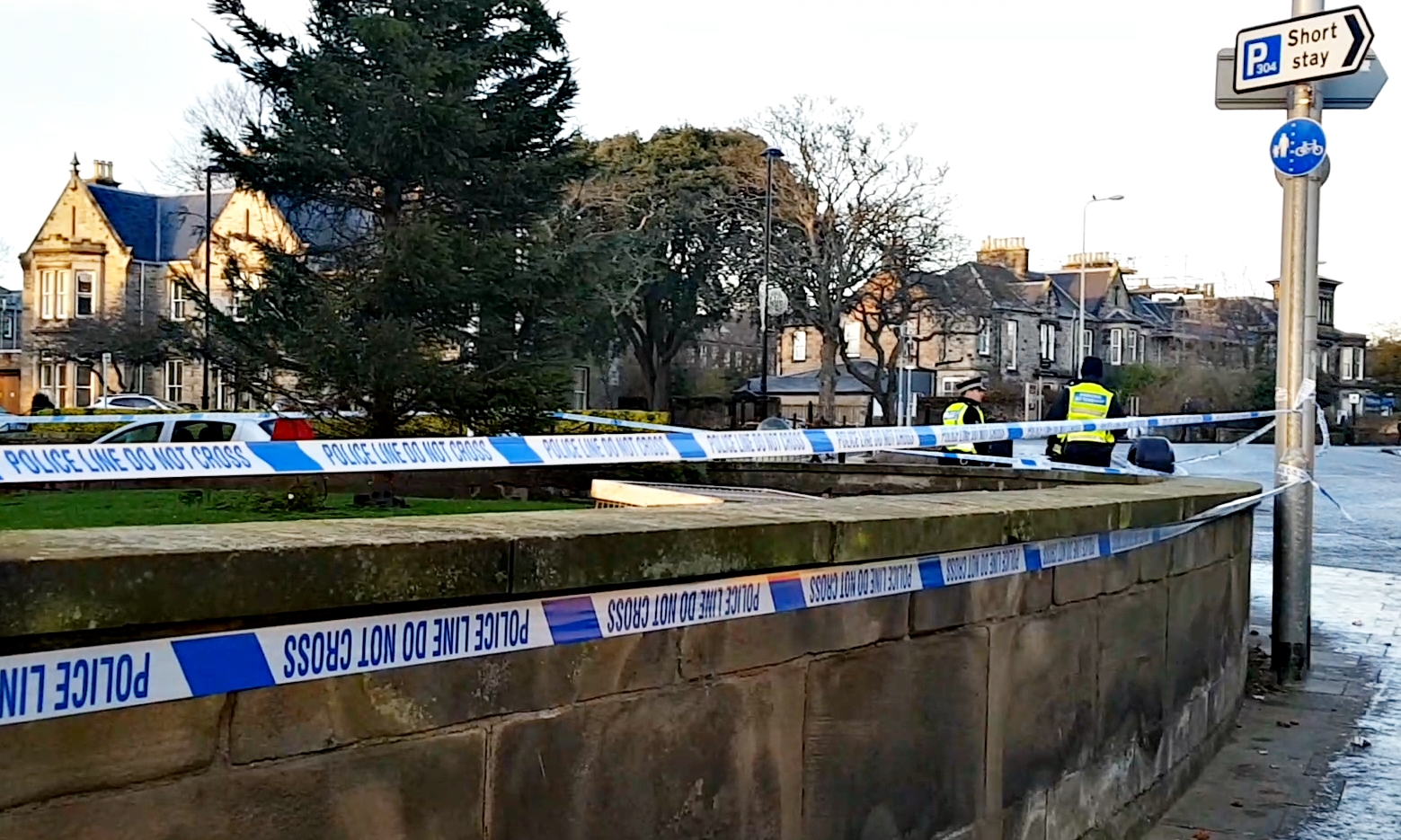 Police tape at the scene of the tragedy.