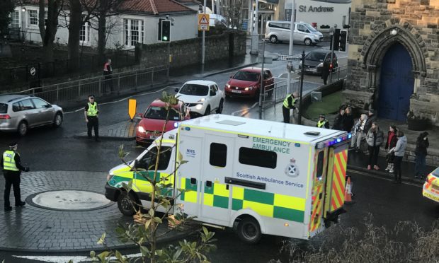 Emergency services at the scene in St Andrews.