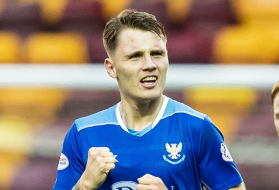 Jason Kerr celebrates his winner at Motherwell.