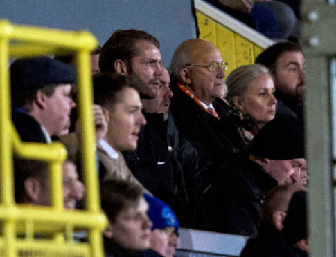 Robbie Neilson watching the last few minutes from the Cappielow stand.