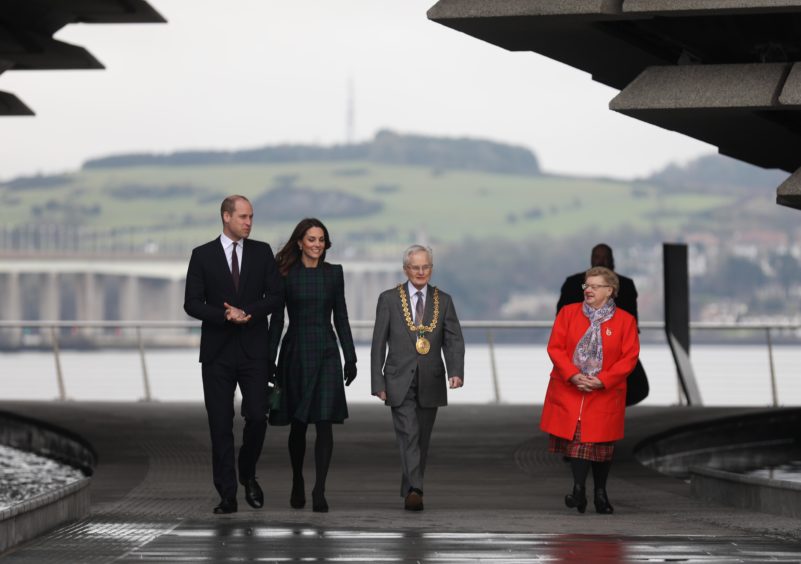 Catherine, Duchess of Cambridge and Prince William, Duke of Cambridge arrive to officially open V&A Dundee. Mhairi Edwards / DCT Media