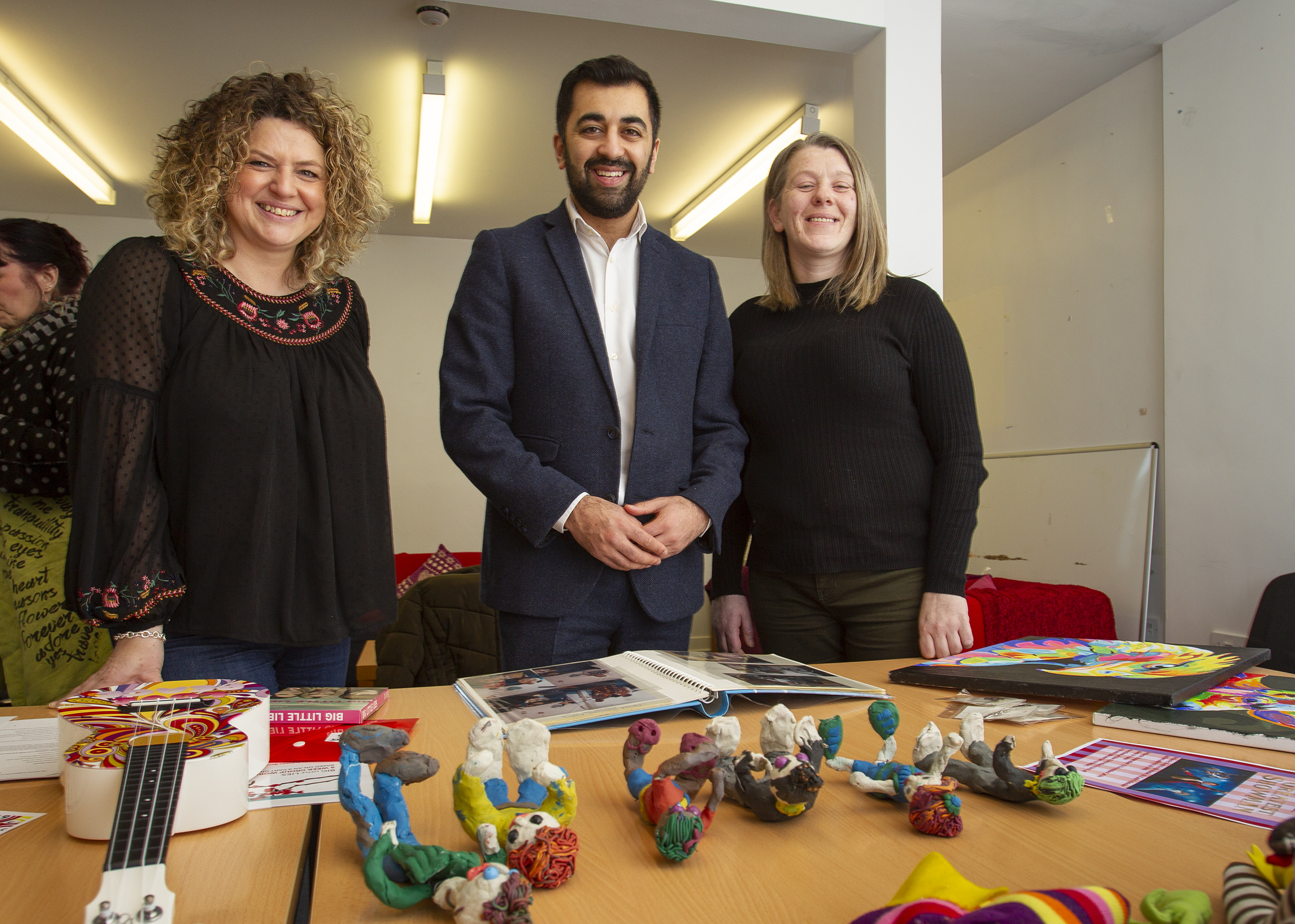 Team manager Alison Hendry, Justice minister Humza Yousaf and former offender Kathleen Carnegie at the Glen Isla Project