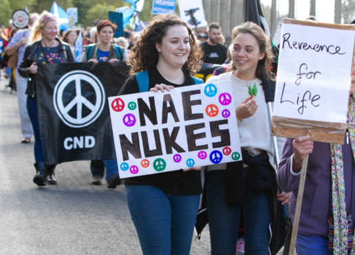 Anti-nuclear protesters at Faslane.