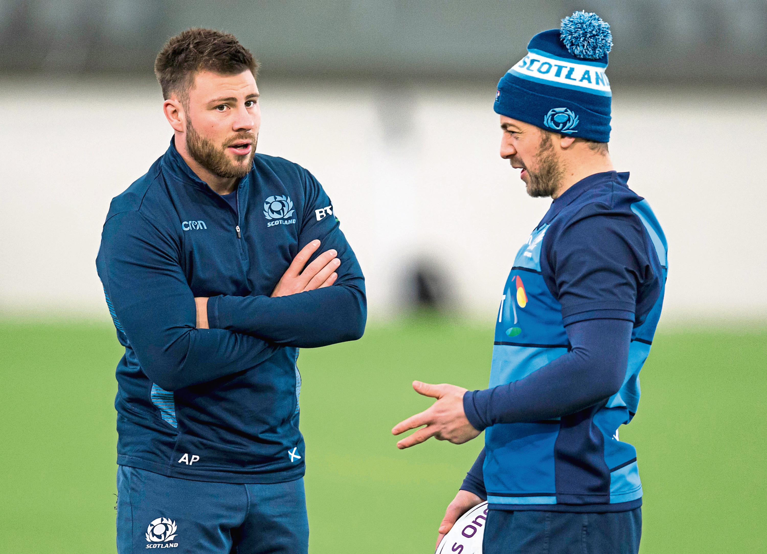 Scotland's Ali Price (left) and captain Greig Laidlaw at Scotland training this week.
