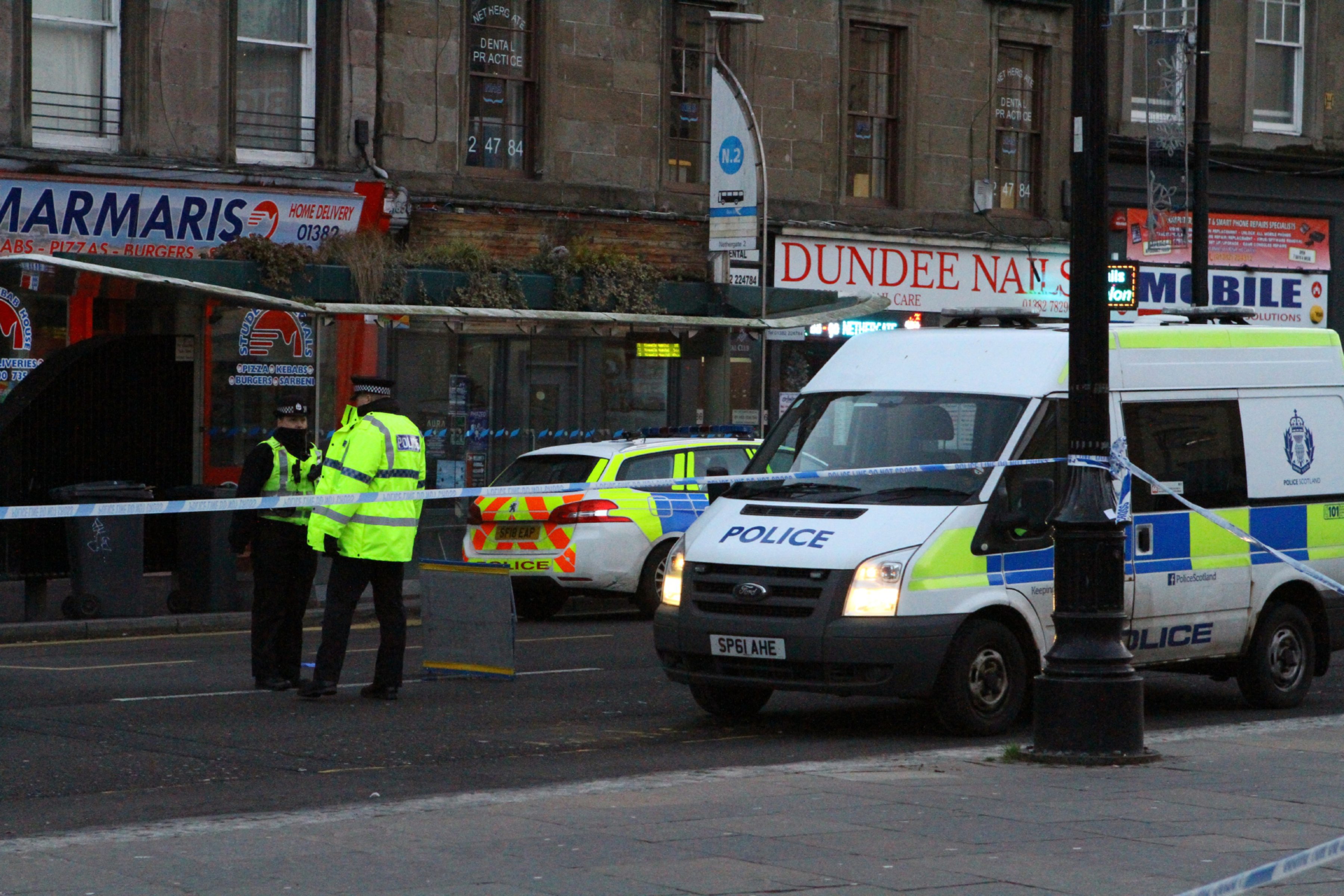 Police at the scene on the Nethergate.