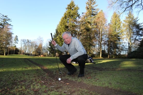 Terry Milne from Forfar  and the tyre tracks.