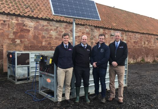 L-R: Willie Rowe of Scotbeef; Dave Ross, Agri-EPI; Niall Jeffrey; Gavin Dick, Agri-EPI with a Beef Monitor.