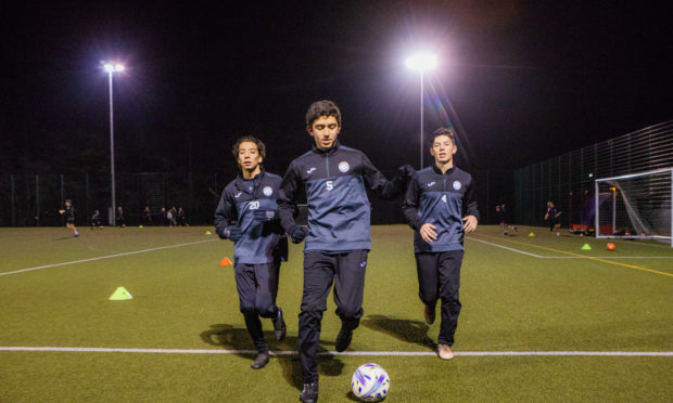 Jorge Palma, Daniel Millan and Diego Hernandez in training at Perth High School