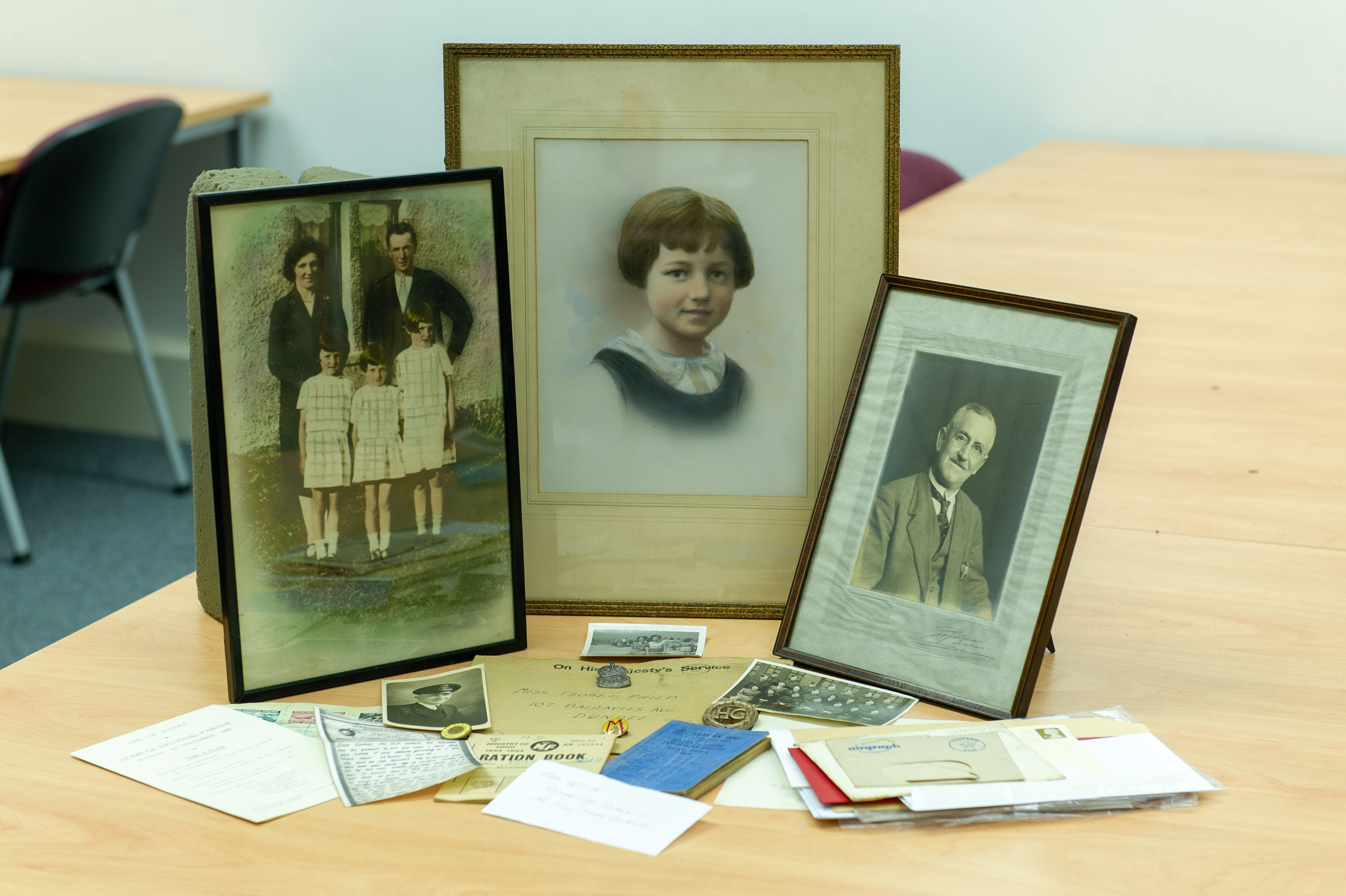 Some of the artefacts which were donated to the Dundee City Archives by Isabel Philp.