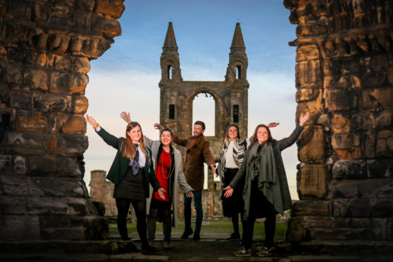 Pop In the City, an all-female urban raid that allows hundreds of determined women to discover a different European city several times a year in an unforgettable way by undertaking 30 challenges. The event will take place on Saturday, 15th June.  Pic shows; Abigail Brierley (Madras), Stephanie Peebles and Robin Barat, Julie Chaumont and Ninon Huguenin Dezot from Pop In the City.