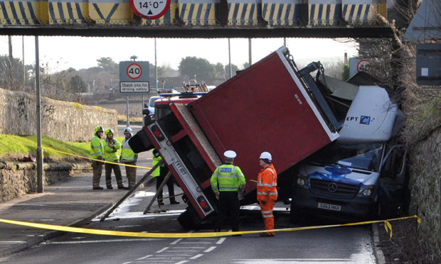 The bridge at Hillside, near Montrose was the scene of a dramatic accident