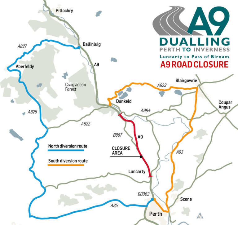 48mile diversion and twoyear 40mph speed limit on A9 in Perthshire as