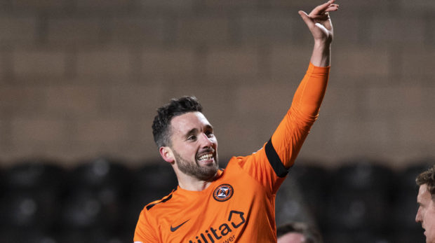 Nicky Clark celebrates his goal.