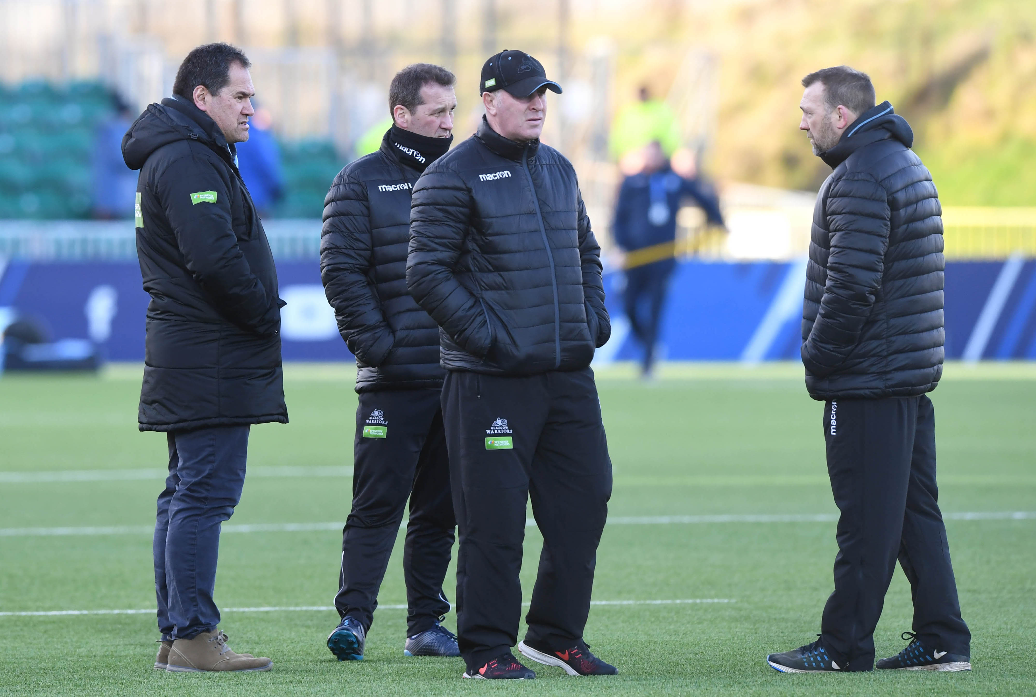 Glasgow Warriors head coach Dave Rennie (left) with assistant coaches Kenny Murray, Jason O'Halloran and  Jonathan Humphreys.