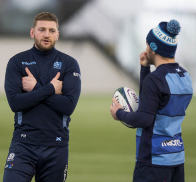 French exiles Finn Russell (left) and Greig Laidlaw returned to Scotland duty at Oriam.