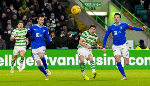 Ryan Christie scores Celtic's second goal.