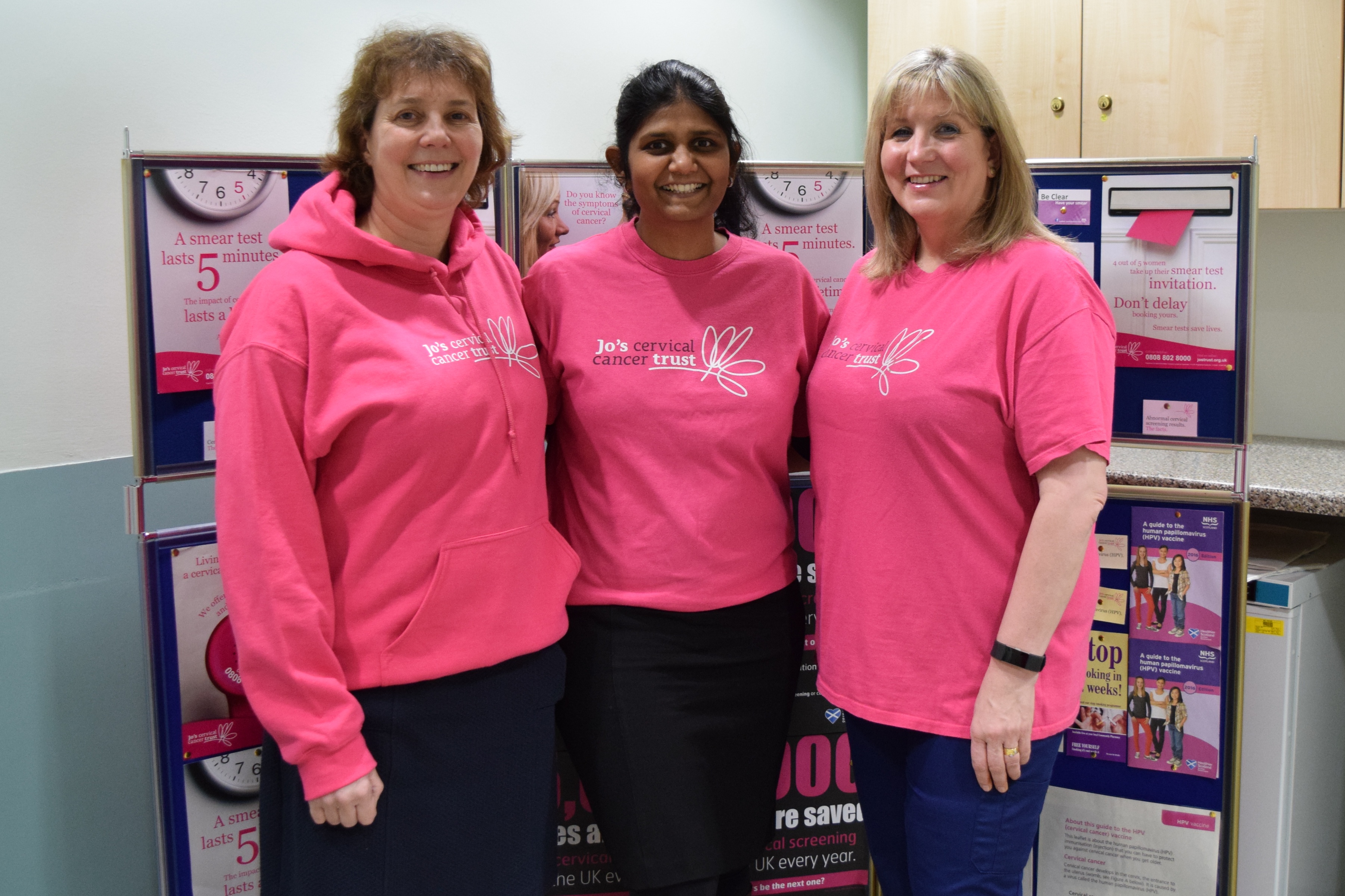 Dr Wendy McMullen, Dr Kalpana Ragupathy and 
 McMillan clinical nurse specialist/colposcopist Elaine Coupar.