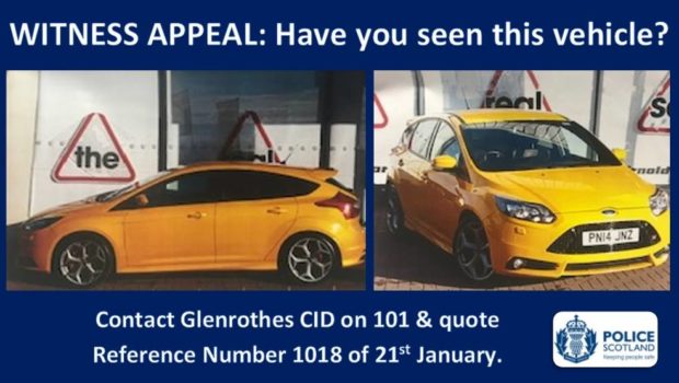 The Ford Focus ST was taken from the dealership in Glenrothes.