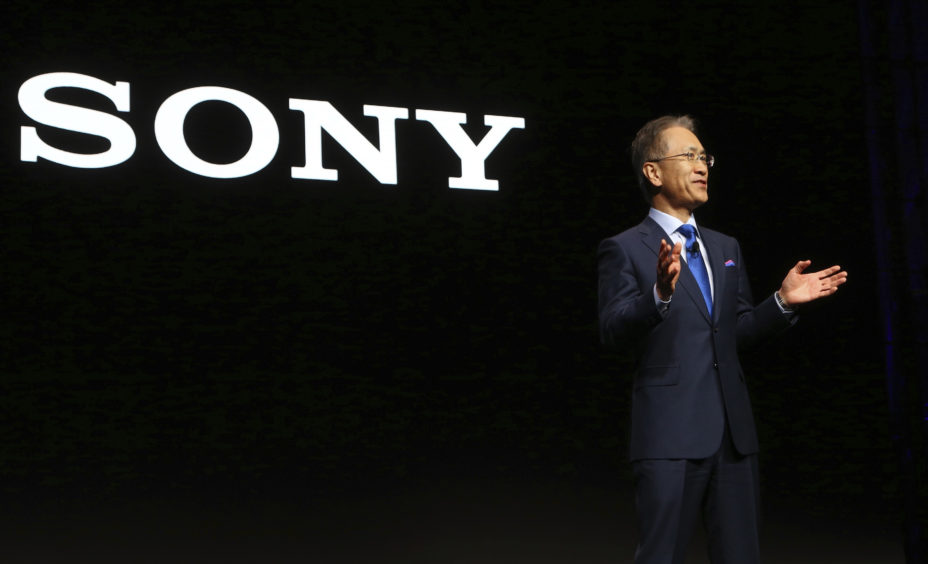 Sony President and CEO Kenichiro Yoshida speaks at the Sony news conference.